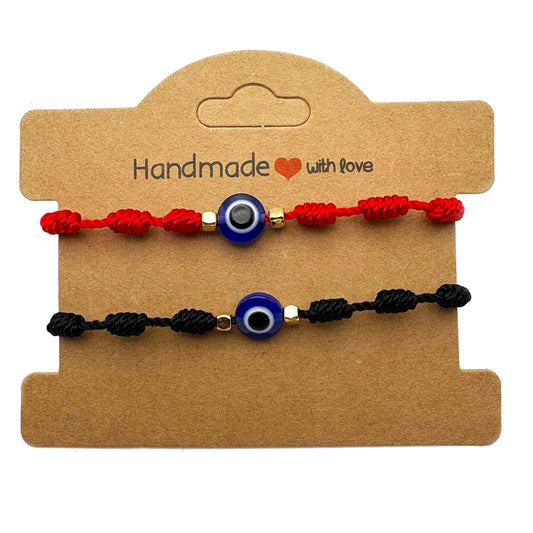 7 Knot Evil Eye Bracelets: 2pcs Hand-Knit evil eye bracelets for protection