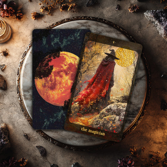 Amber Moon Tarot- A Radiant 78-Card Deck Featuring Gilded Edges and Guidebook