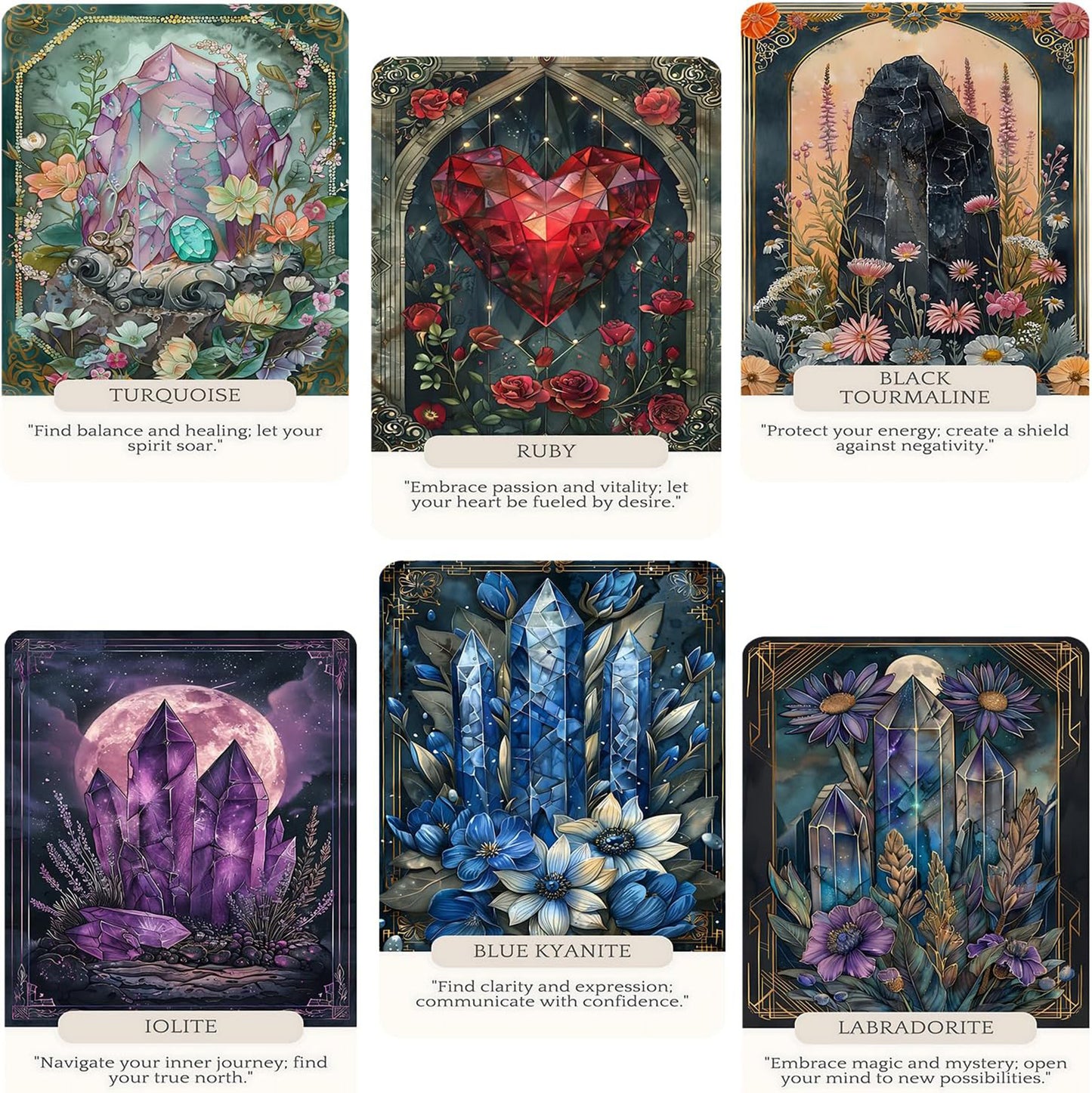 Crystal Wisdom Oracle: 44 Oracle Card Deck with name of crystal and messages