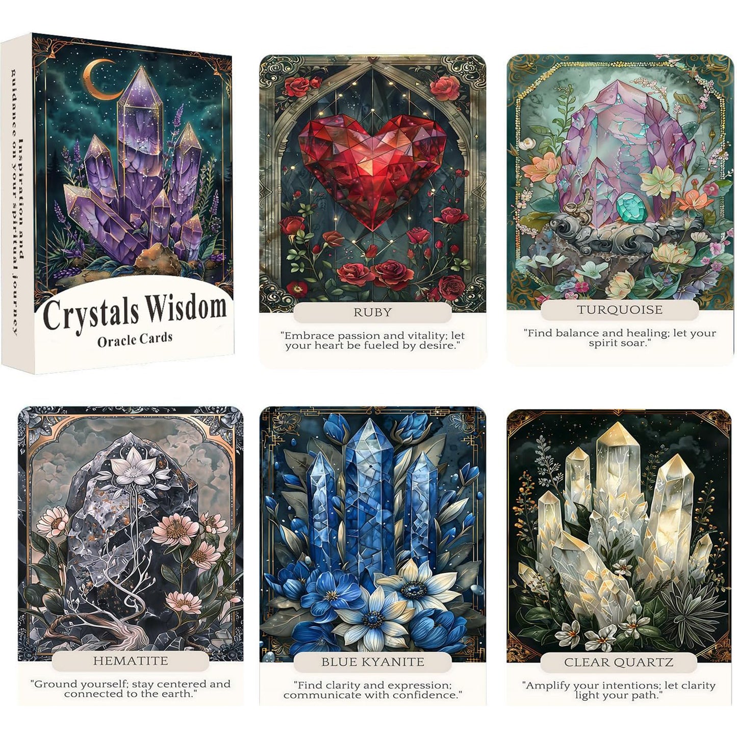Crystal Wisdom Oracle: 44 Oracle Card Deck with name of crystal and messages
