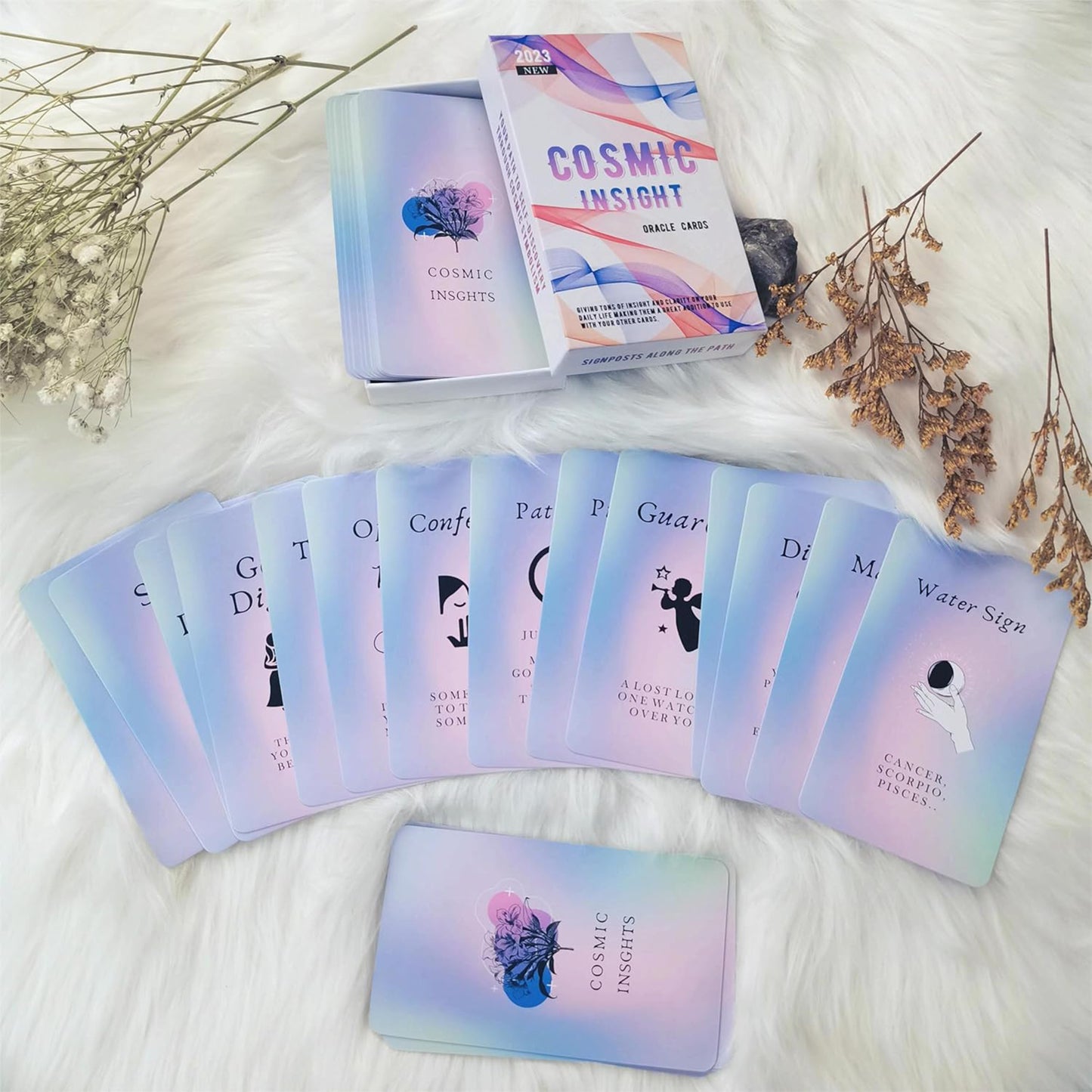 Cosmic Insight Oracle: 40 oracle cards with keywords and important messages of love situations