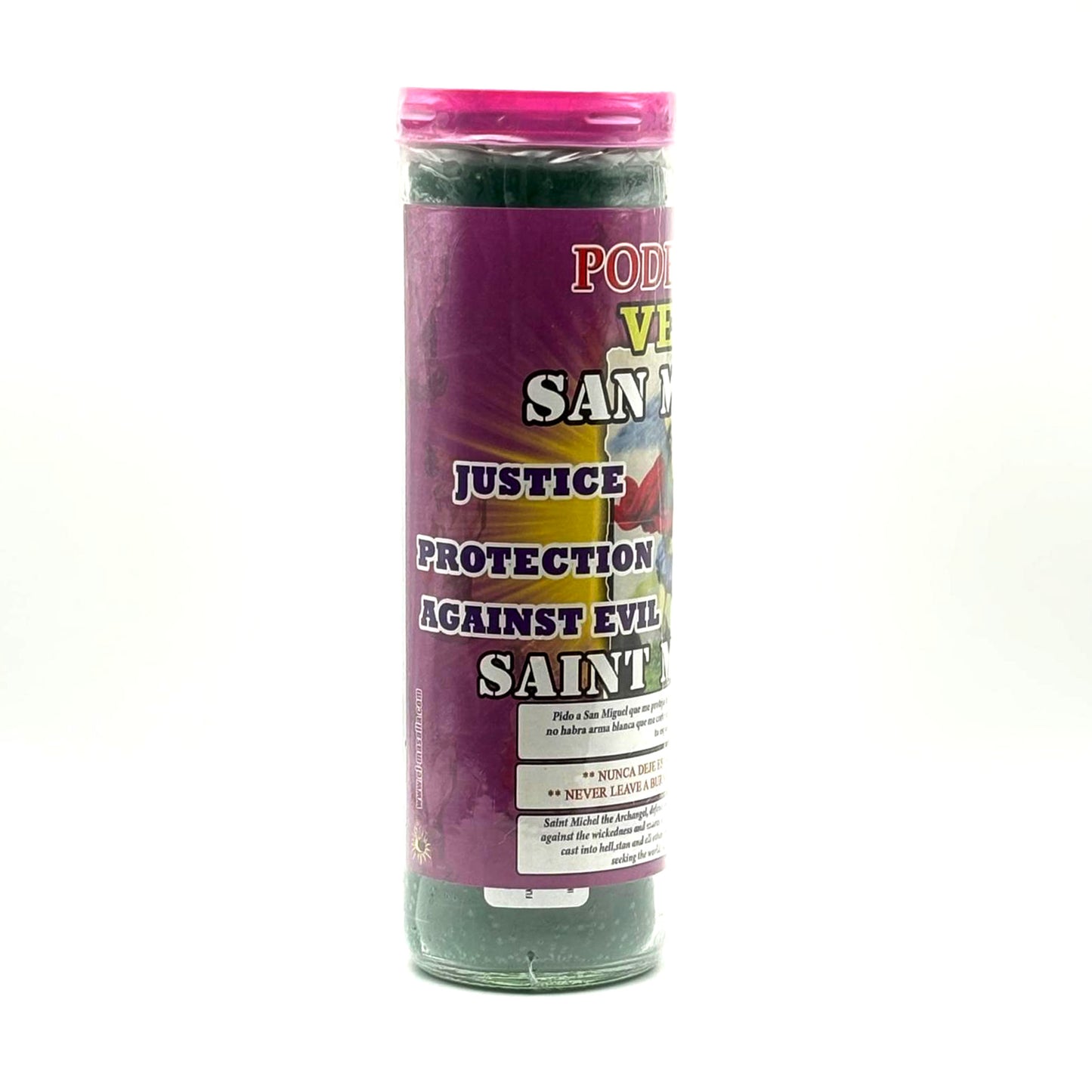 Saint Michael Prepared Candle - VELA SAN MIGUEL - Devotional Household Candle for Protection Courage & Spiritual Defense - Glass Encased - 7 Day Burn Time