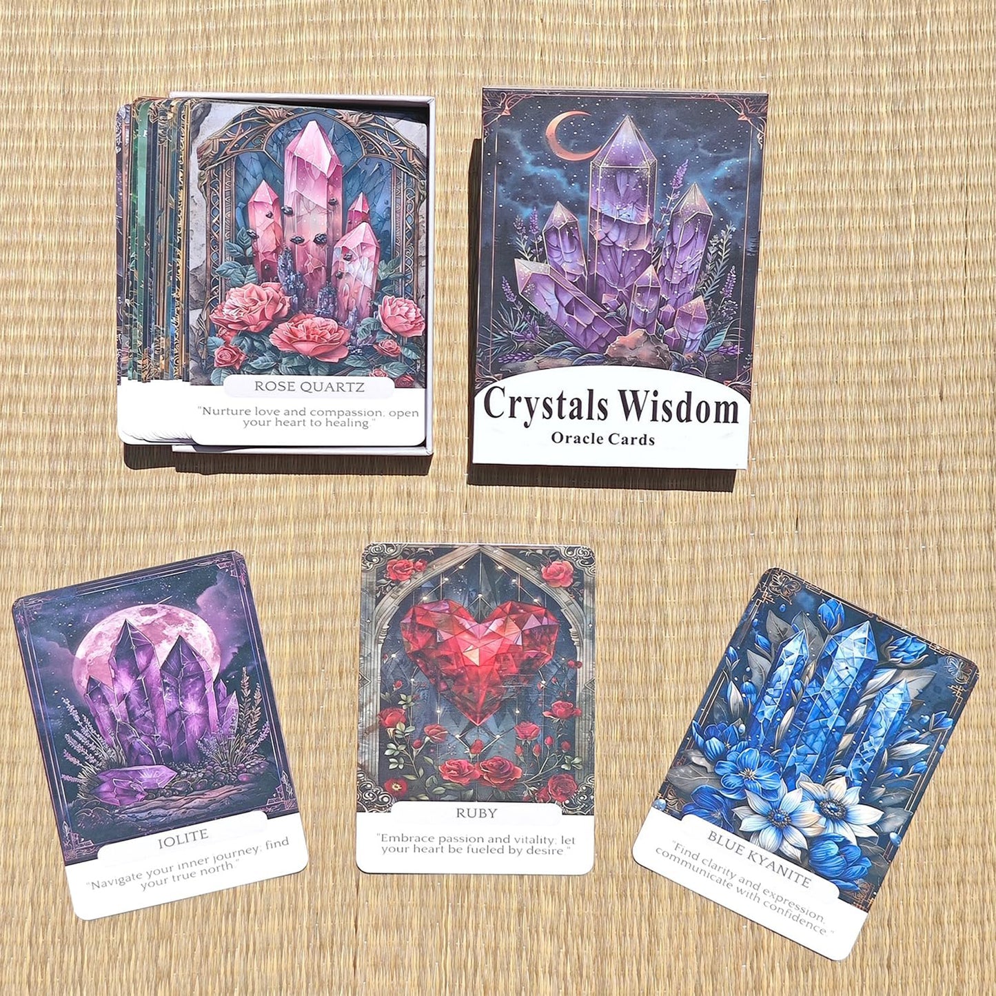 Crystal Wisdom Oracle: 44 Oracle Card Deck with name of crystal and messages