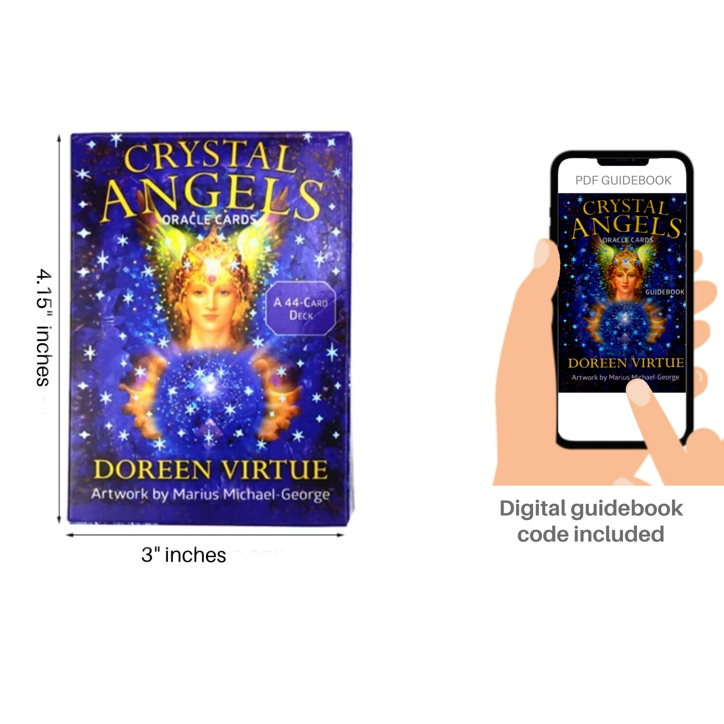 Crystal Angels Oracle Deck: 44 Oracle Card Deck with pdf guidebook by Doreen Virtue (small reprint version)