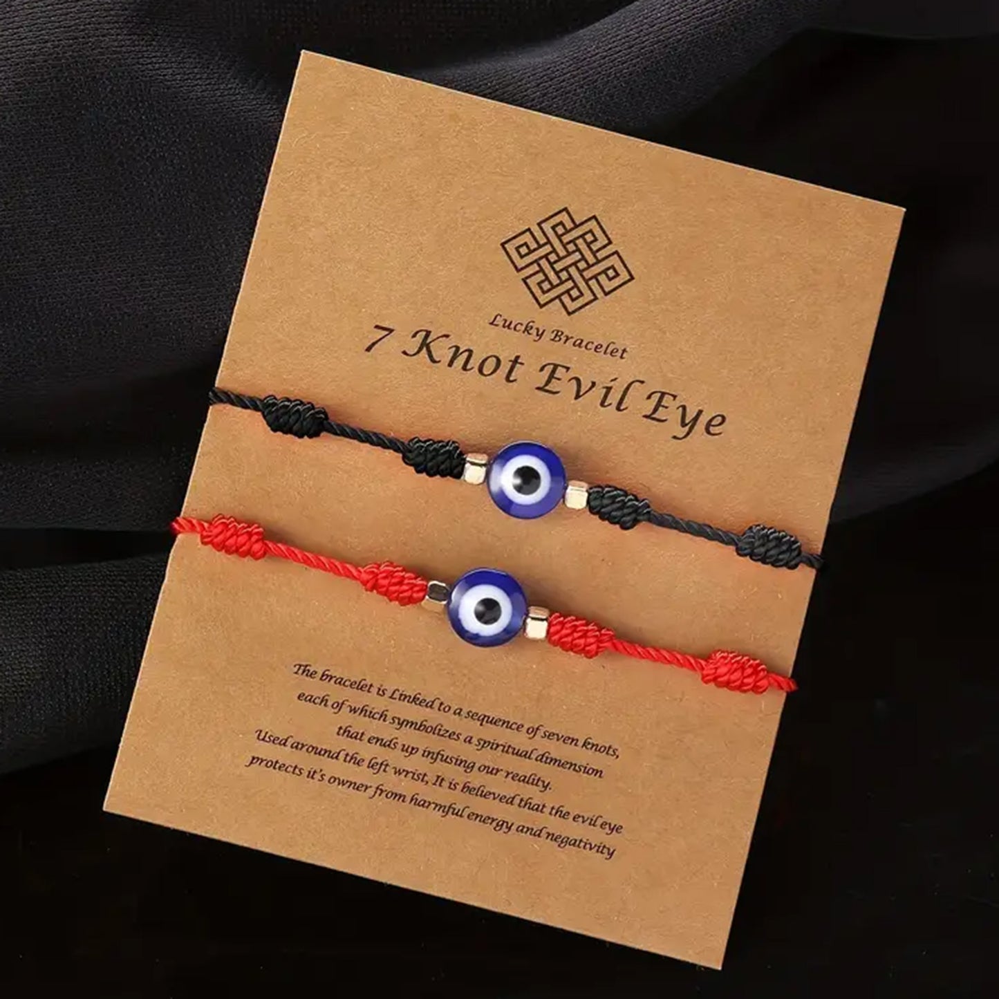 7 Knot Evil Eye Bracelets: 2pcs Hand-Knit evil eye bracelets for protection