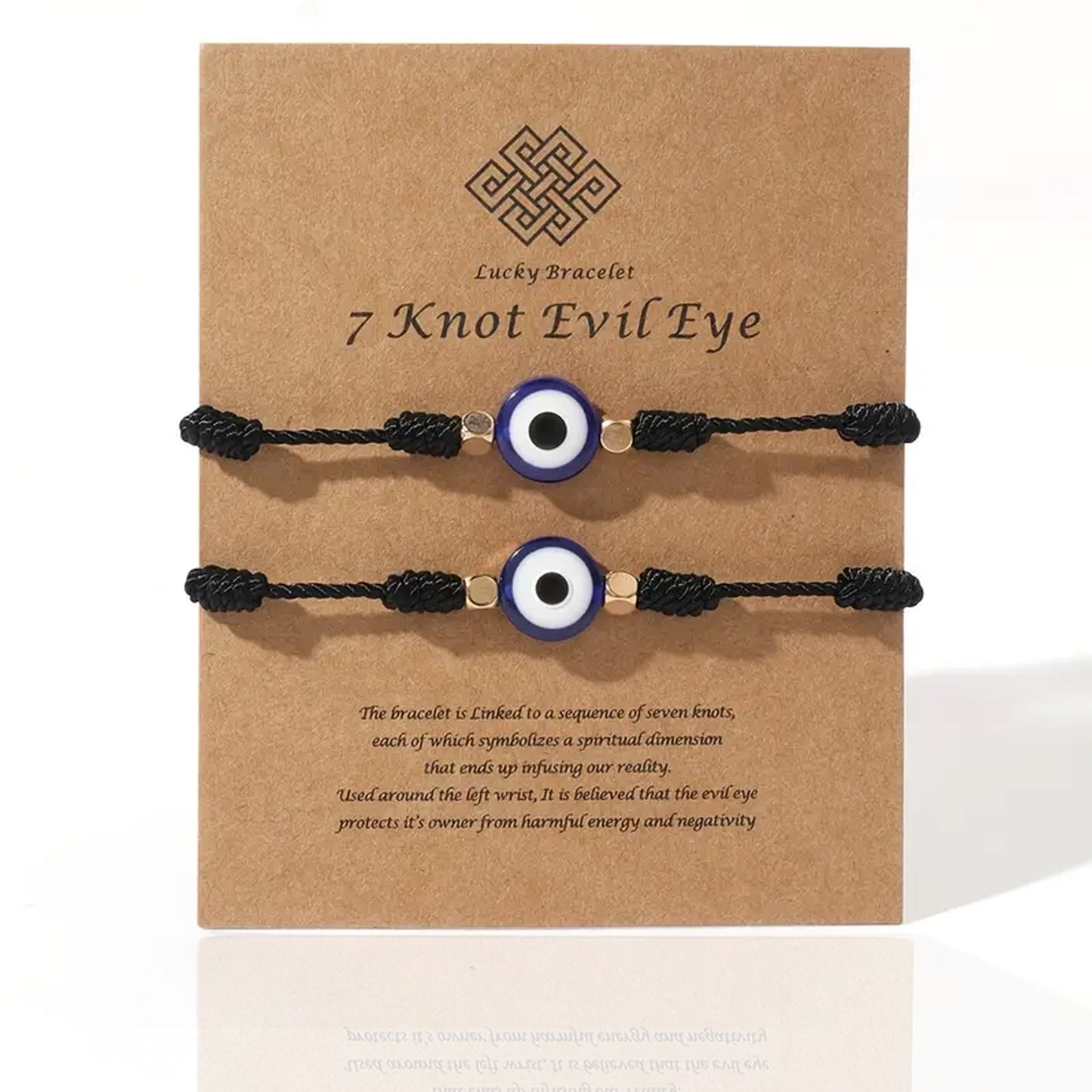 7 Knot Evil Eye Bracelets: 2pcs Hand-Knit evil eye bracelets for protection