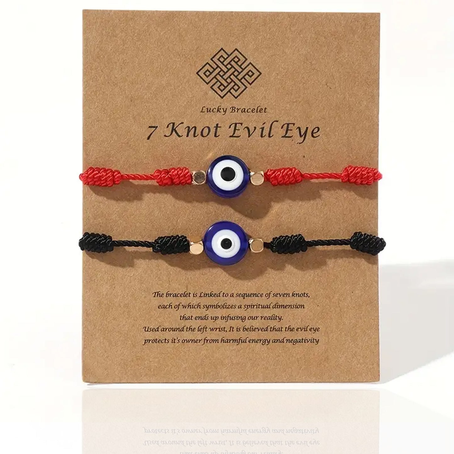 7 Knot Evil Eye Bracelets: 2pcs Hand-Knit evil eye bracelets for protection