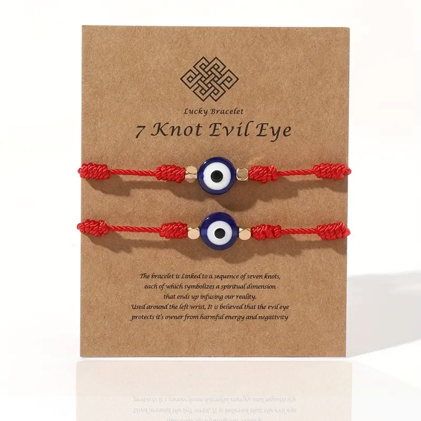 7 Knot Evil Eye Bracelets: 2pcs Hand-Knit evil eye bracelets for protection