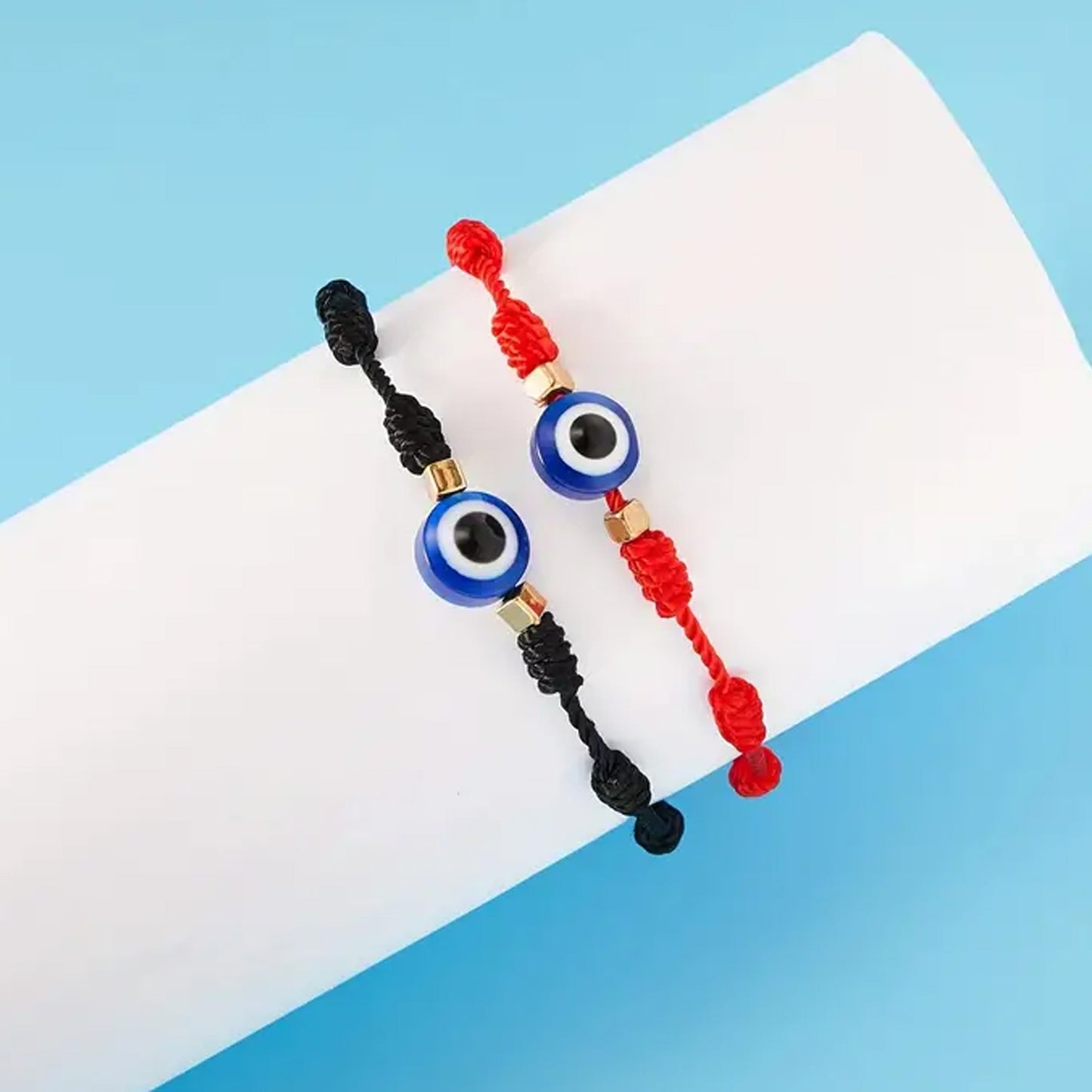 7 Knot Evil Eye Bracelets: 2pcs Hand-Knit evil eye bracelets for protection