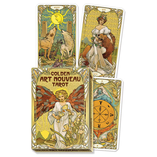Golden Art Nouveau Tarot Deck- Grand Trumps: 22 Major Arcana only with golden foil impressions