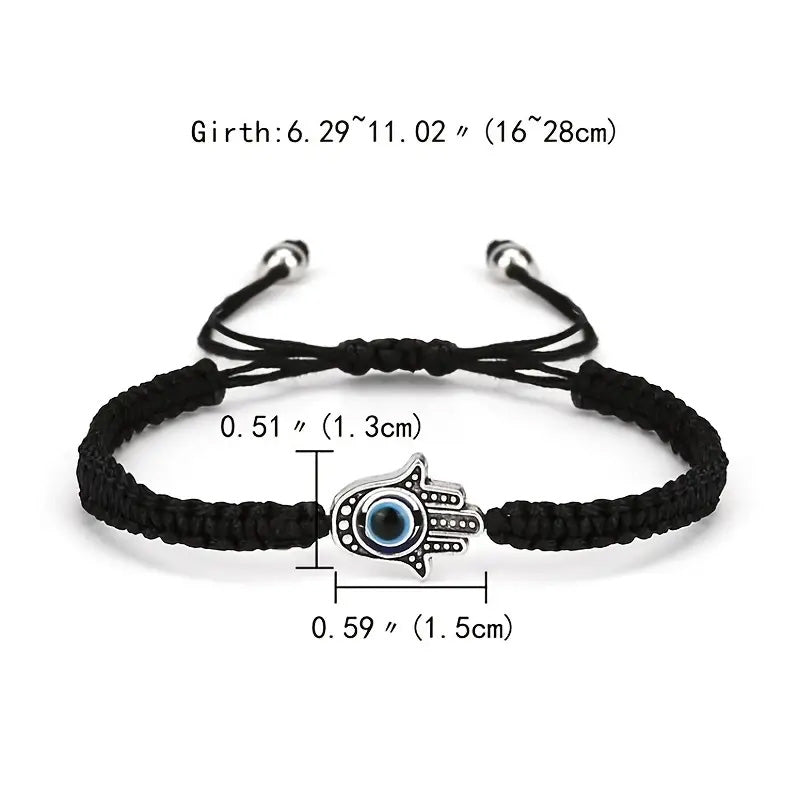 Braided Adjustable Bracelet Hamsa Evil Eye bracelet, protect yourself from negative energies, 3 colors very stylish