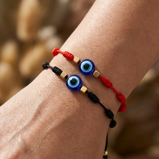 7 Knot Evil Eye Bracelets: 2pcs Hand-Knit evil eye bracelets for protection