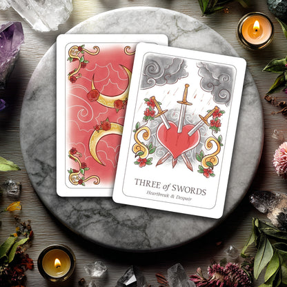 Simplicity Tarot: Diverse Deck with Gold Edges & Keywords on the Cards