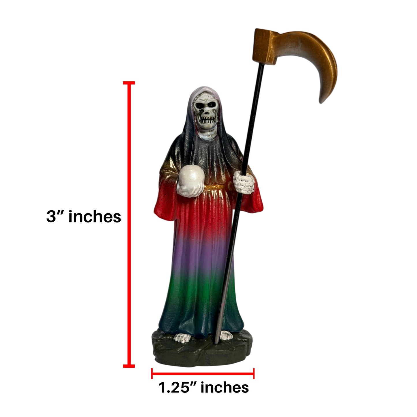 3" inch La Santa Muerte Mini Figures (Rainbow Color) - Figura de La Santa Muerte de 7.6 cm