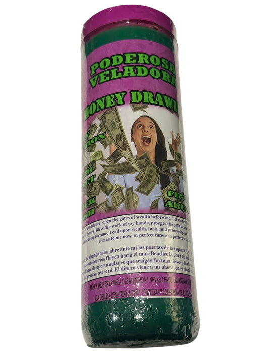 Money Drawing 7 Day Fixed & Scented Candle - Veladora Preparada Para Atraer Dinero