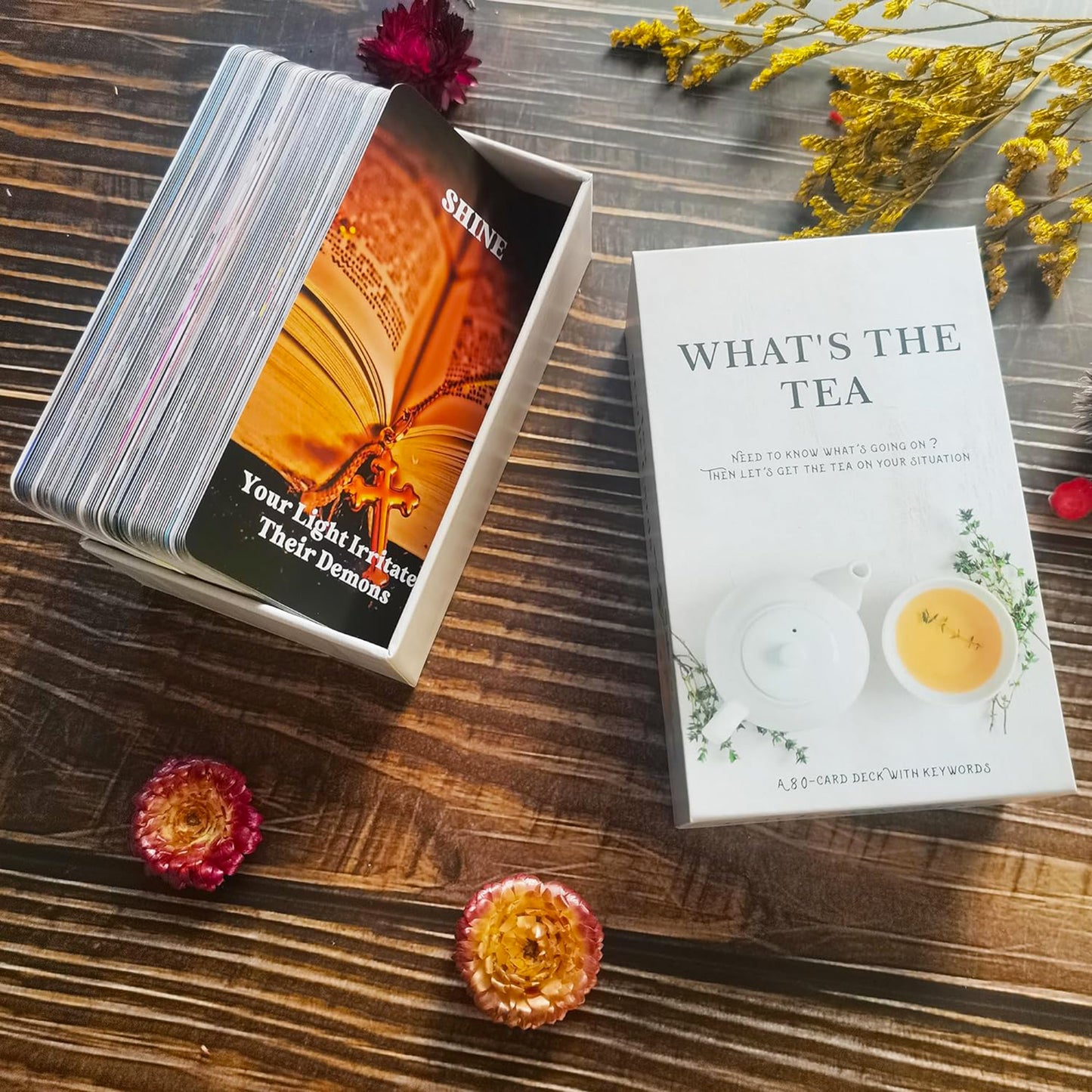 What's the Tea Oracle: Gossip and fun deck- 80 Oracle Card set, Get the tea on the situation