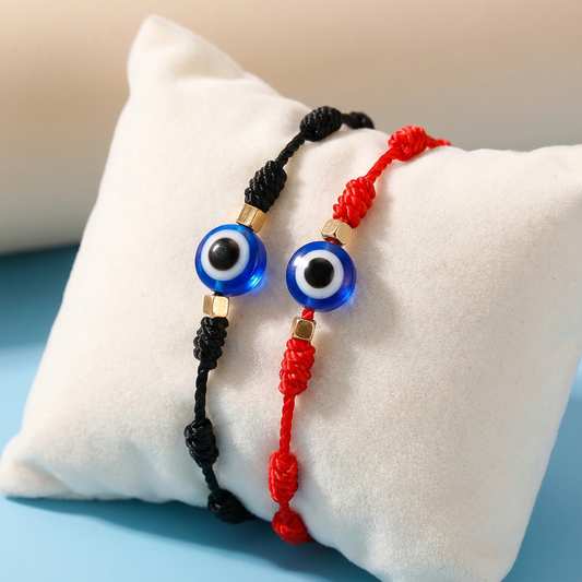 7 Knot Evil Eye Bracelets: 2pcs Hand-Knit evil eye bracelets for protection